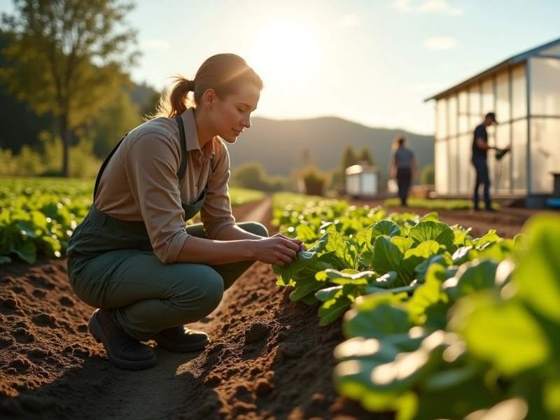Femme r&eacute;coltant des salades